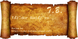 Tódor Balázs névjegykártya